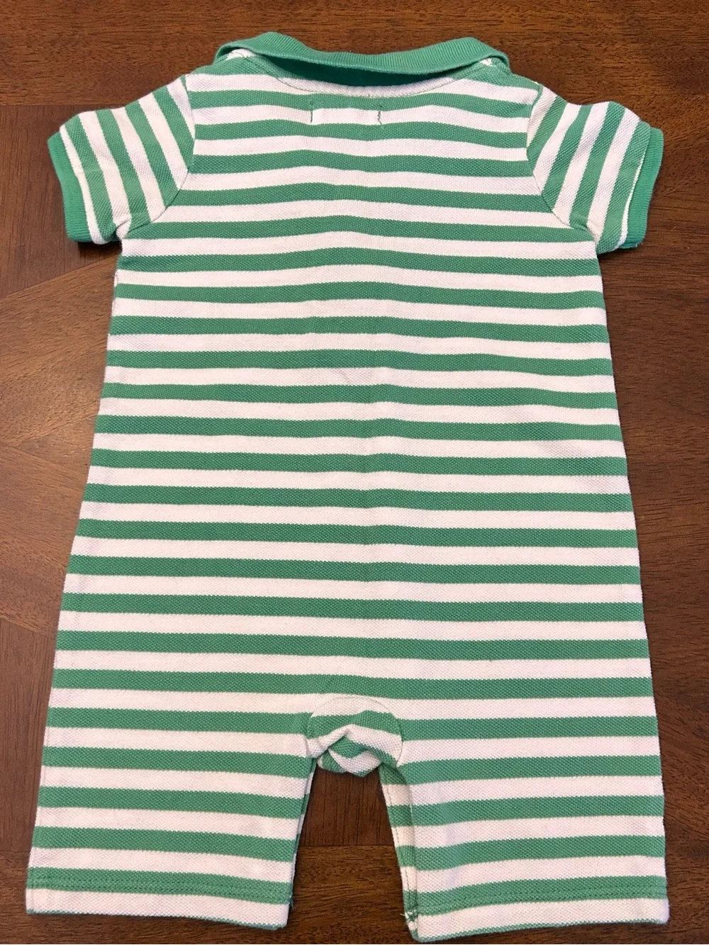 Ralph Lauren Green and White Striped Polo Romper